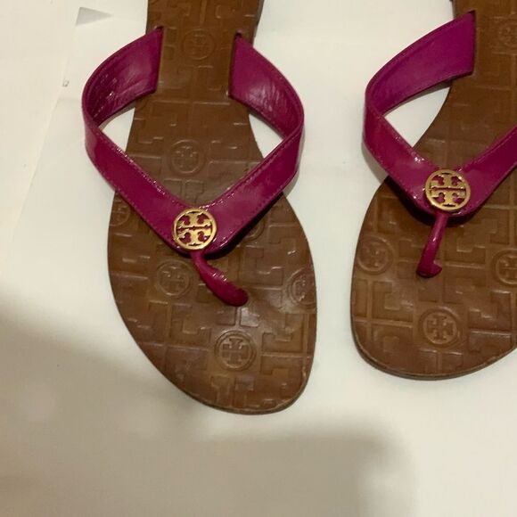 Tory Burch Thora Patent Leather Thongs - Pink - 10 M - Picture 11 of 11